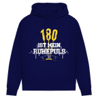 180 ist mein Ruhepuls Damen Premium Bio Hoodie in navy mit Dartmotiv und Herzschlag-Linie