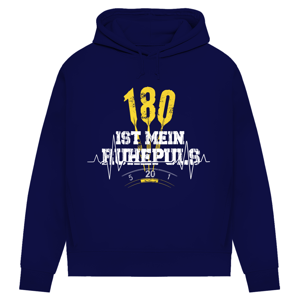 180 ist mein Ruhepuls Damen Premium Bio Hoodie in navy mit Dartmotiv und Herzschlag-Linie