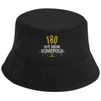 180 ist mein Ruhepuls Bio Bucket Hat mit Dart-Design, sportlicher Energie und humorvollem Statement.