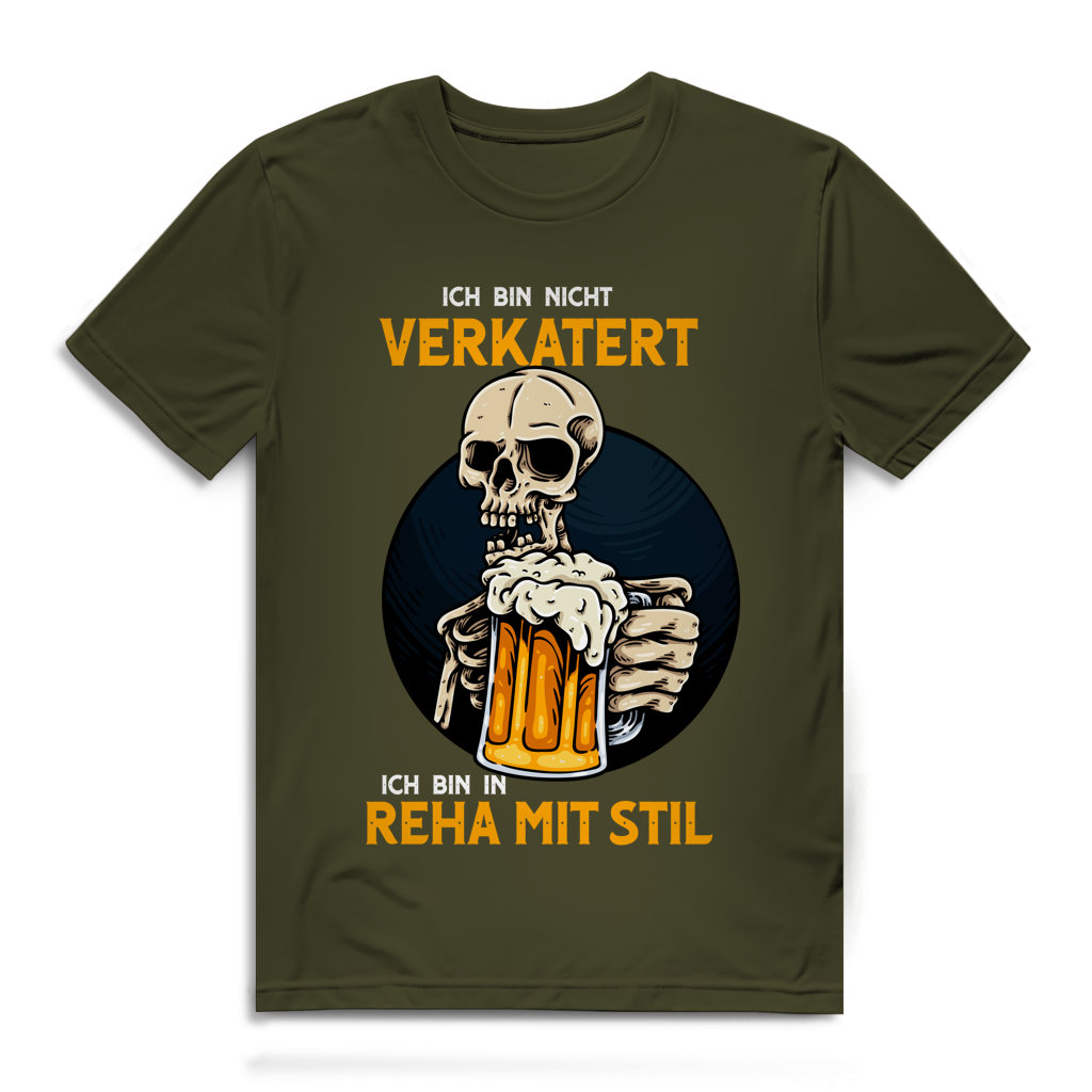 Herren Premium Bio T-Shirt Ich bin nicht verkatert. Ich bin in Reha mit Stil