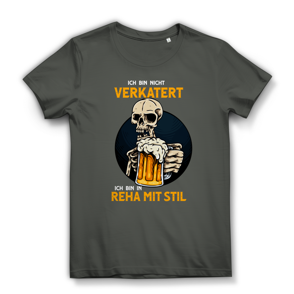 Damen Premium Bio T-Shirt Ich bin nicht verkatert. Ich bin in Reha mit Stil