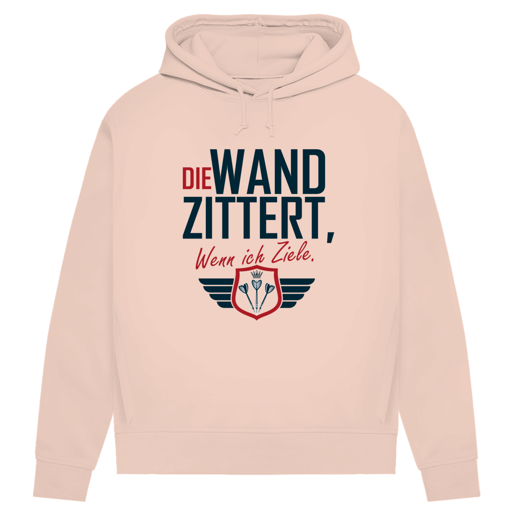 Damen Premium Bio Hoodie Die Wand zitter wenn ich ziele