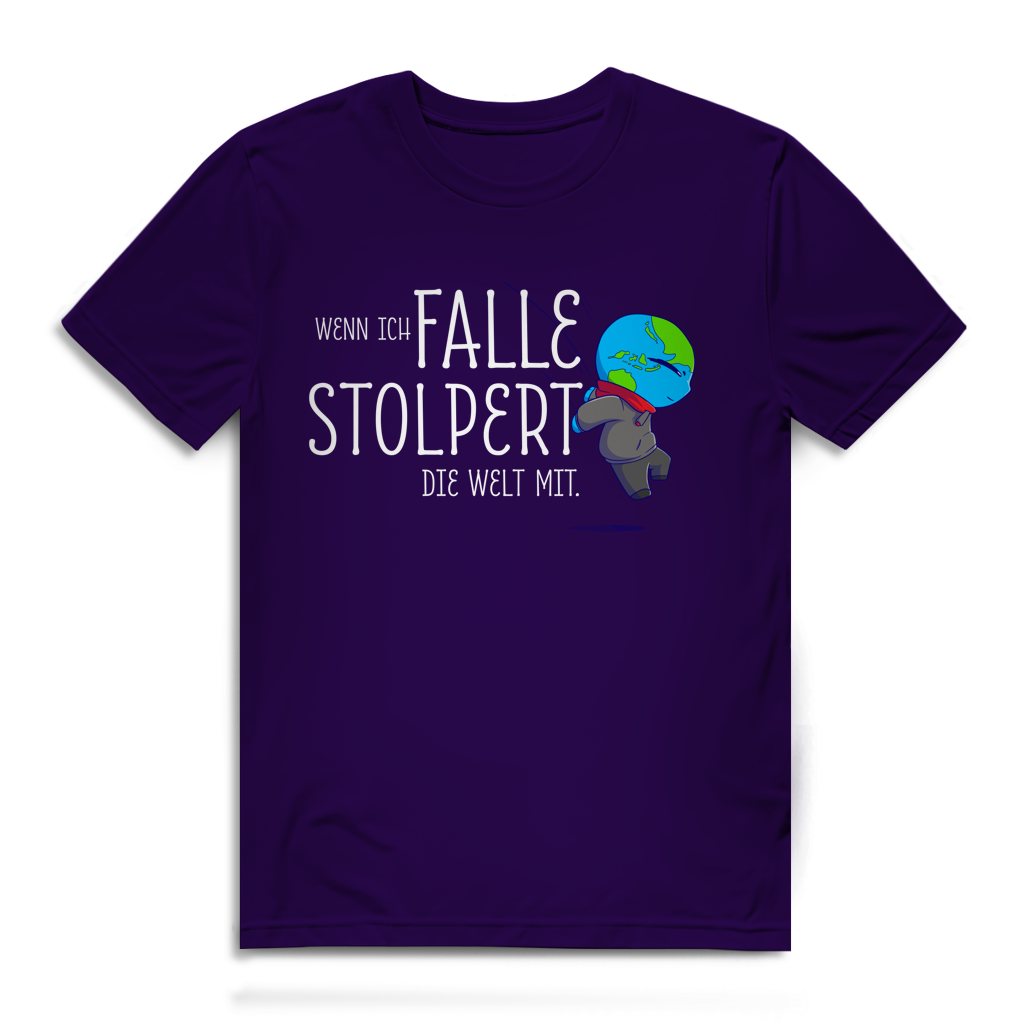 Herren Premium Bio T-Shirt Wenn ich falle, stolpert die Welt mit
