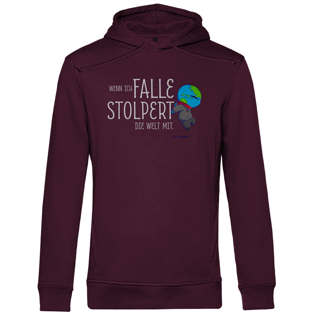 Herren Premium Bio Hoodie Wenn ich falle, stolpert die Welt mit