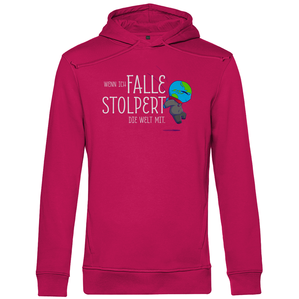 Herren Premium Bio Hoodie Wenn ich falle, stolpert die Welt mit