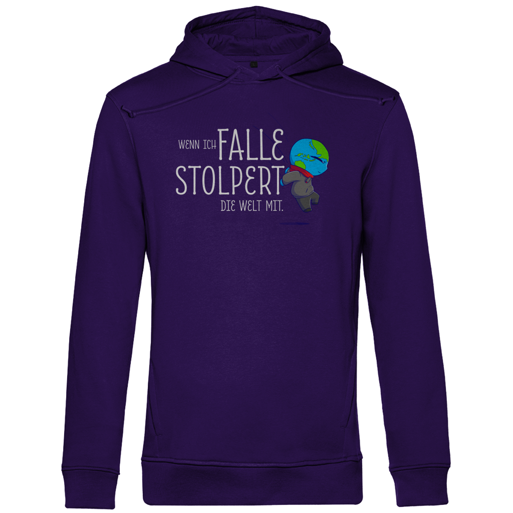 Herren Premium Bio Hoodie Wenn ich falle, stolpert die Welt mit