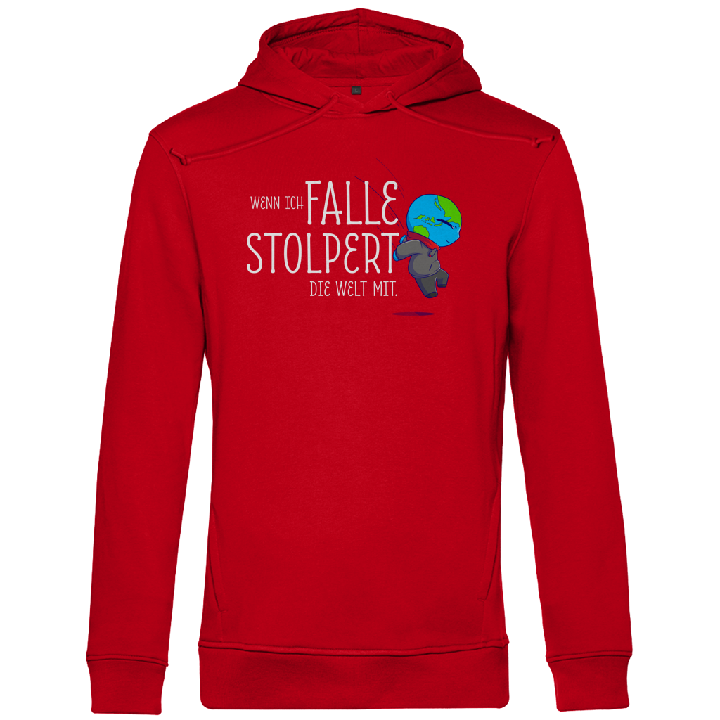Herren Premium Bio Hoodie Wenn ich falle, stolpert die Welt mit