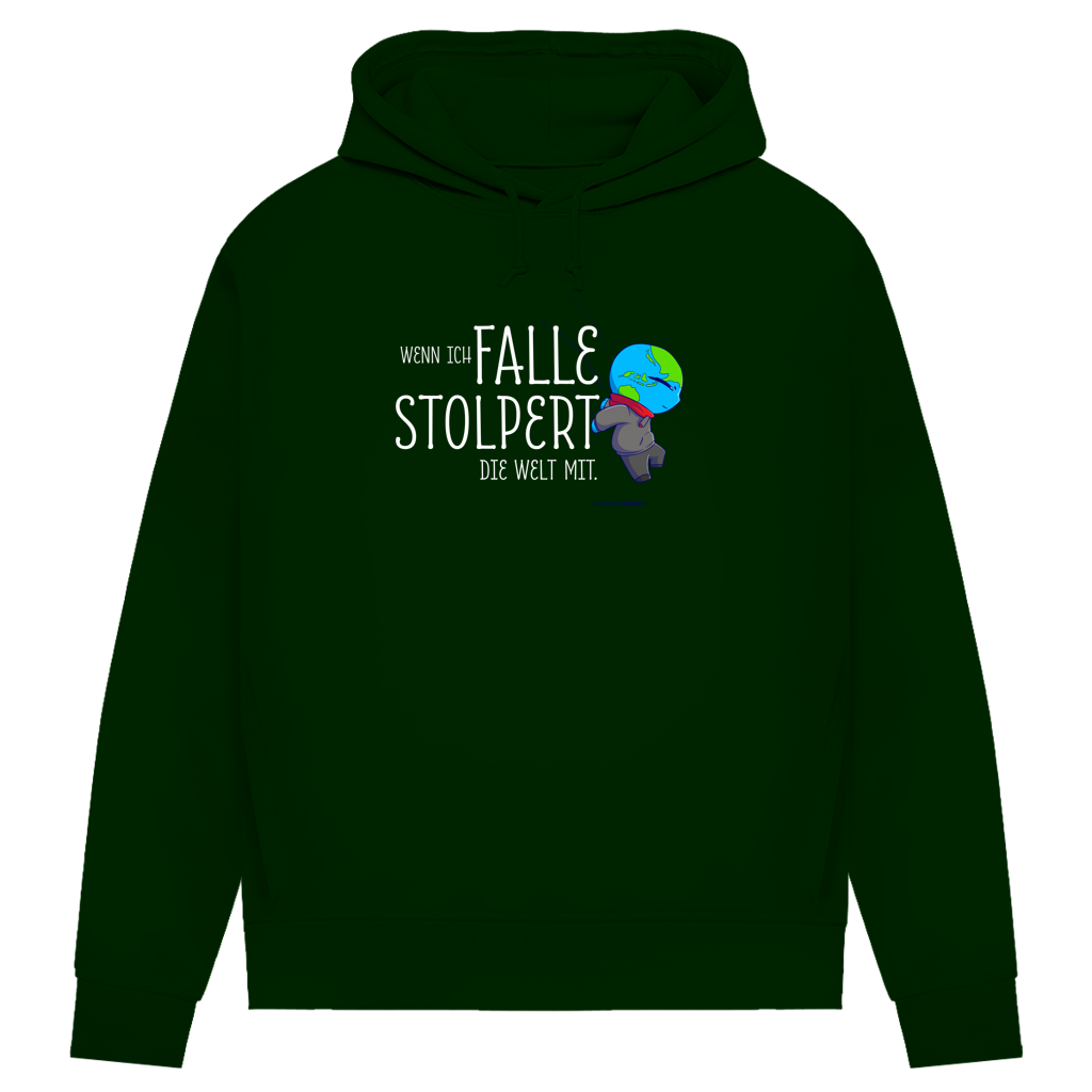 Damen Premium Bio Hoodie Wenn ich falle, stolpert die Welt mit