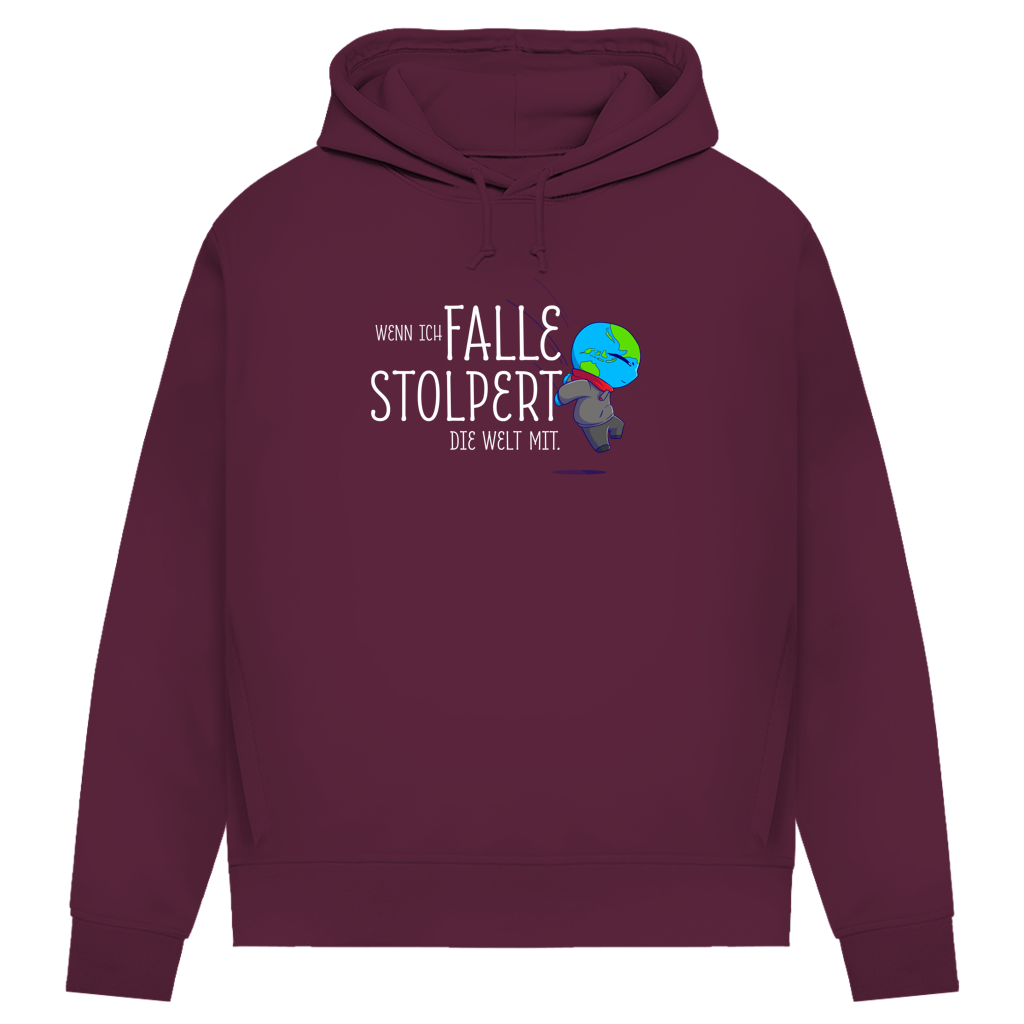 Damen Premium Bio Hoodie Wenn ich falle, stolpert die Welt mit