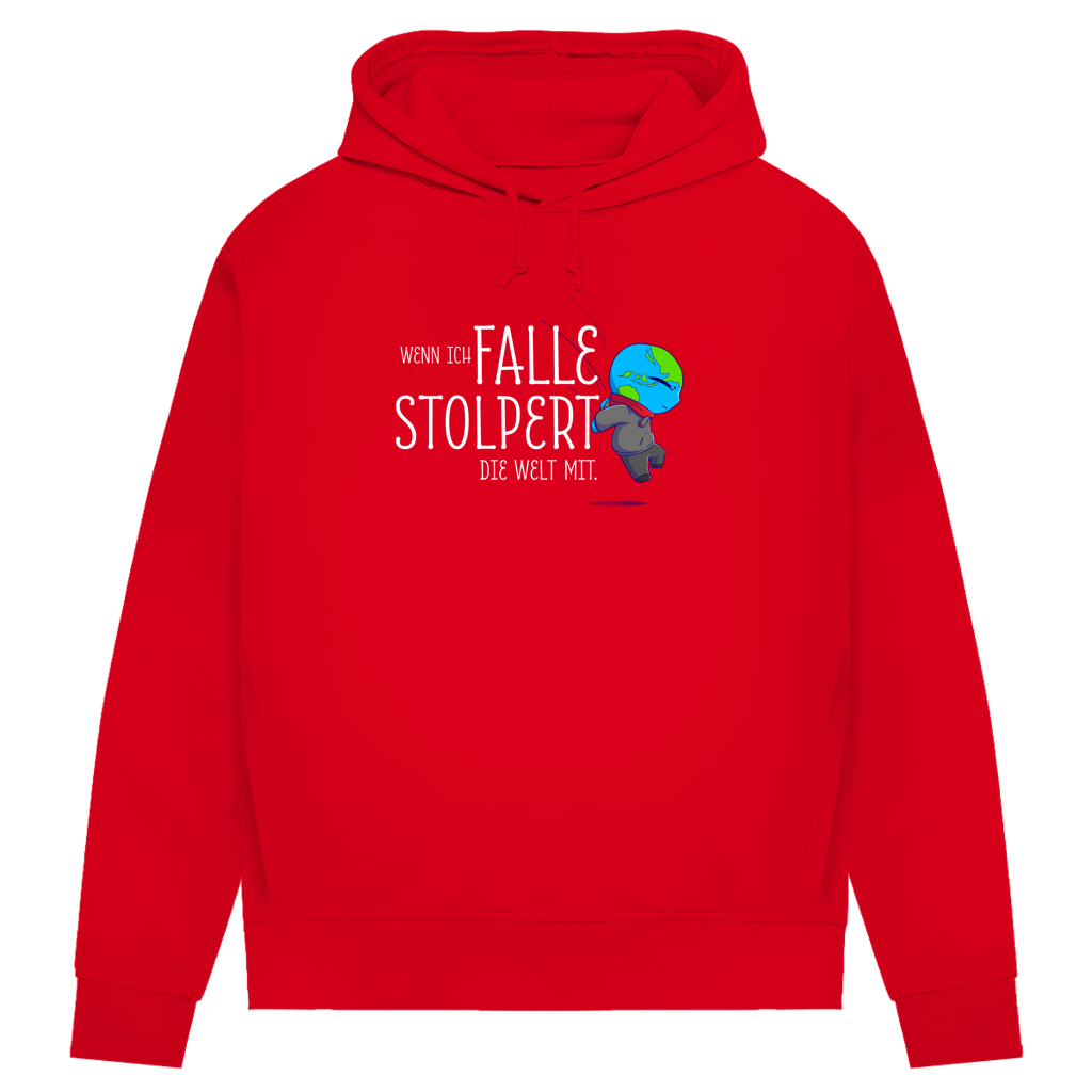 Damen Premium Bio Hoodie Wenn ich falle, stolpert die Welt mit