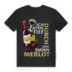 Herren Premium Bio T-Shirt Ich atme tief durch. Und dann Merlot