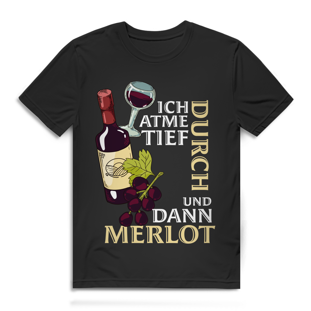 Herren Premium Bio T-Shirt Ich atme tief durch. Und dann Merlot