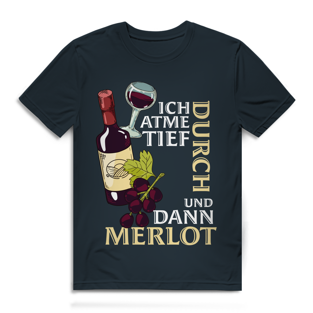 Herren Premium Bio T-Shirt Ich atme tief durch. Und dann Merlot