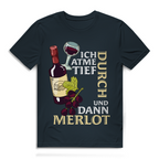 Herren Premium Bio T-Shirt Ich atme tief durch. Und dann Merlot
