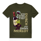 Herren Premium Bio T-Shirt Ich atme tief durch. Und dann Merlot