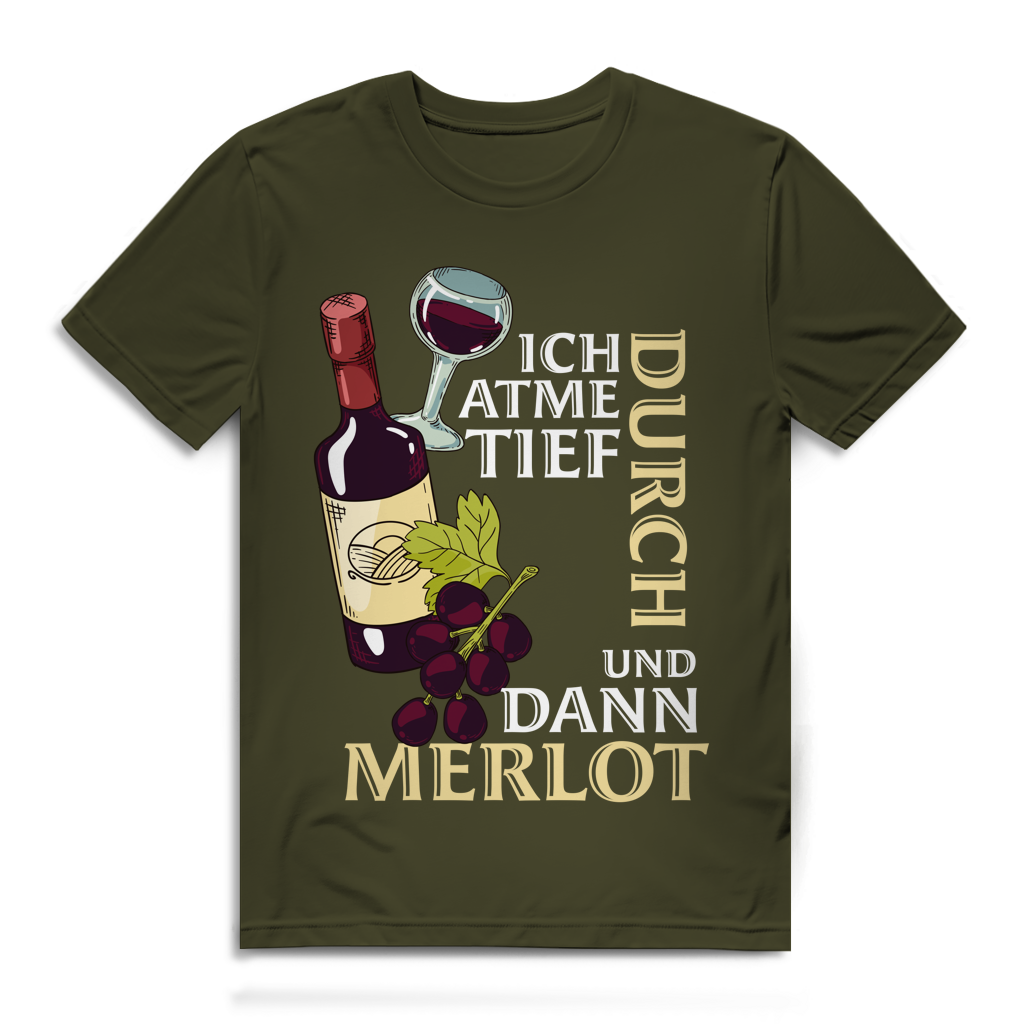 Herren Premium Bio T-Shirt Ich atme tief durch. Und dann Merlot