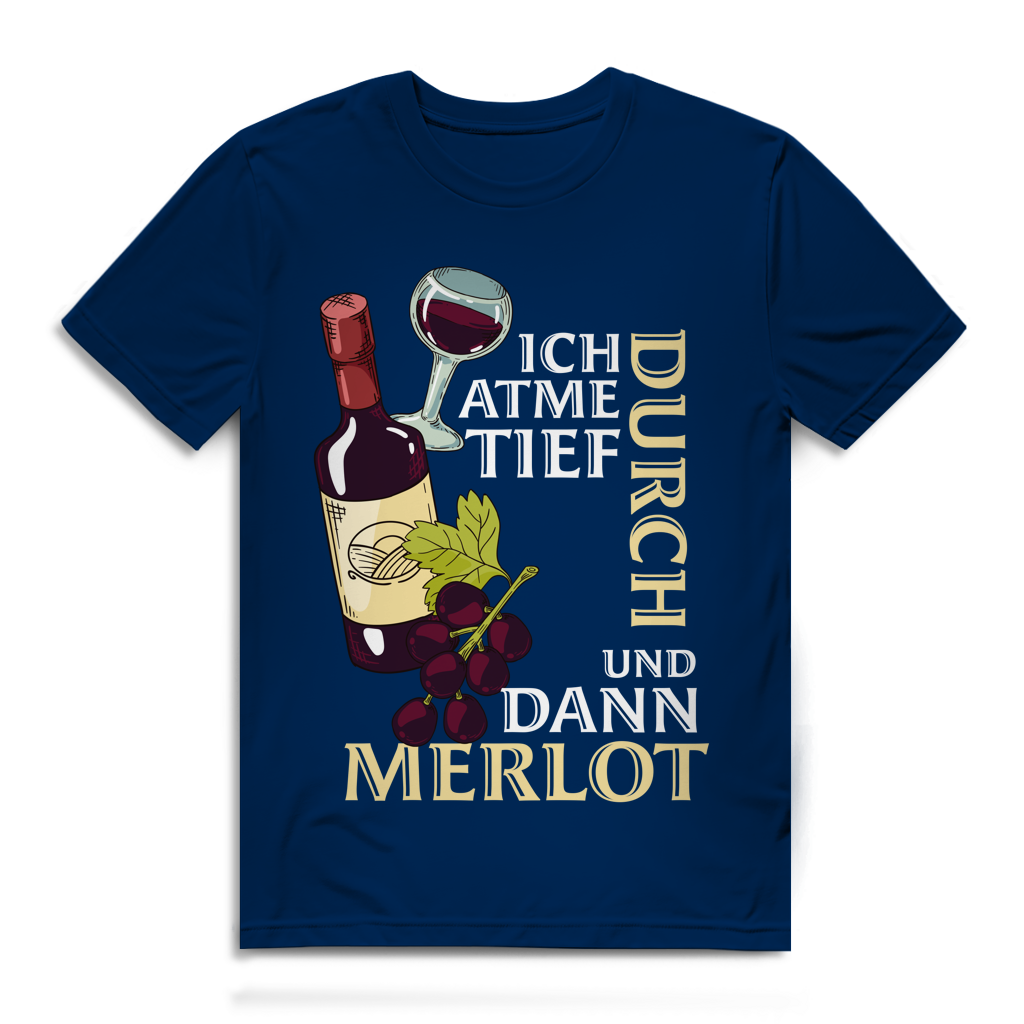 Herren Premium Bio T-Shirt Ich atme tief durch. Und dann Merlot