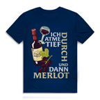 Herren Premium Bio T-Shirt Ich atme tief durch. Und dann Merlot