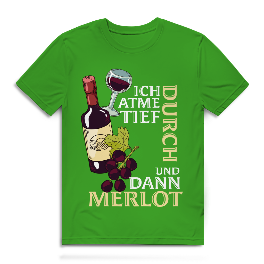 Herren Premium Bio T-Shirt Ich atme tief durch. Und dann Merlot