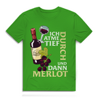 Herren Premium Bio T-Shirt Ich atme tief durch. Und dann Merlot
