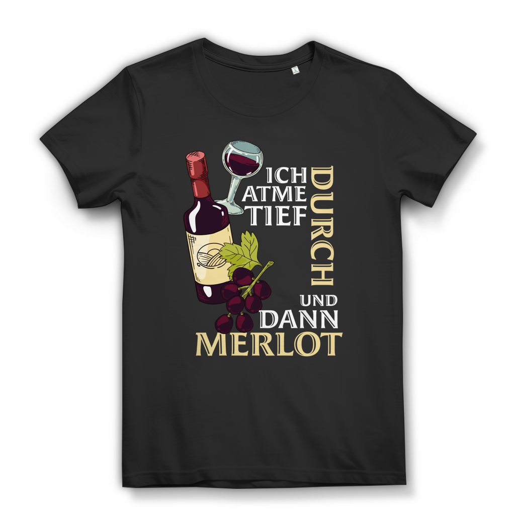 Damen Premium Bio T-Shirt Ich atme tief durch. Und dann Merlot