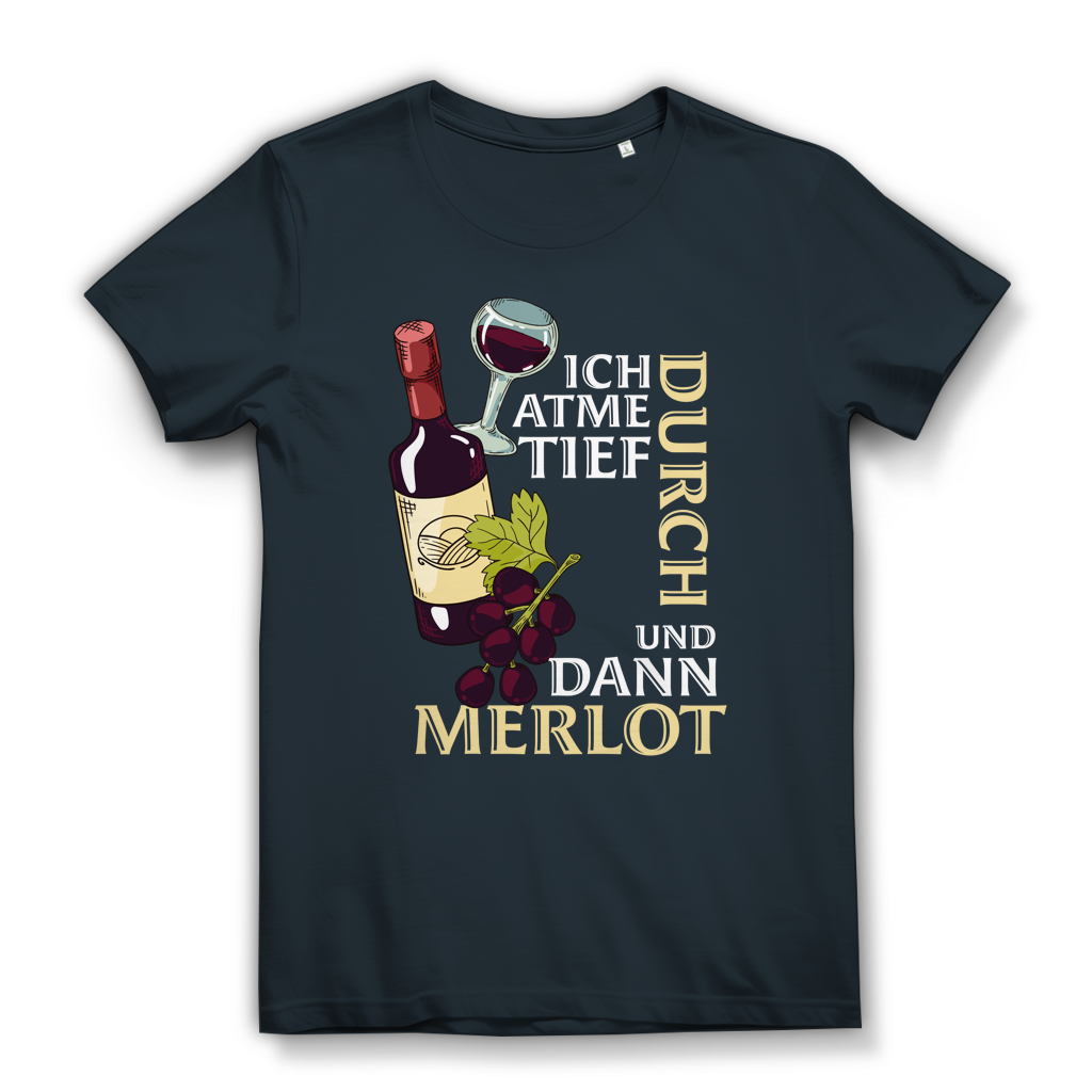 Damen Premium Bio T-Shirt Ich atme tief durch. Und dann Merlot