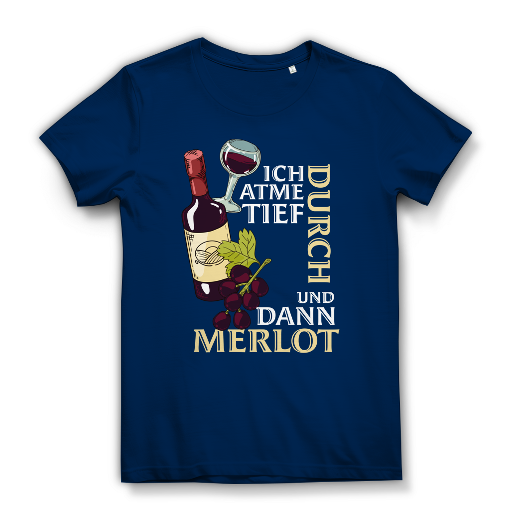 Damen Premium Bio T-Shirt Ich atme tief durch. Und dann Merlot