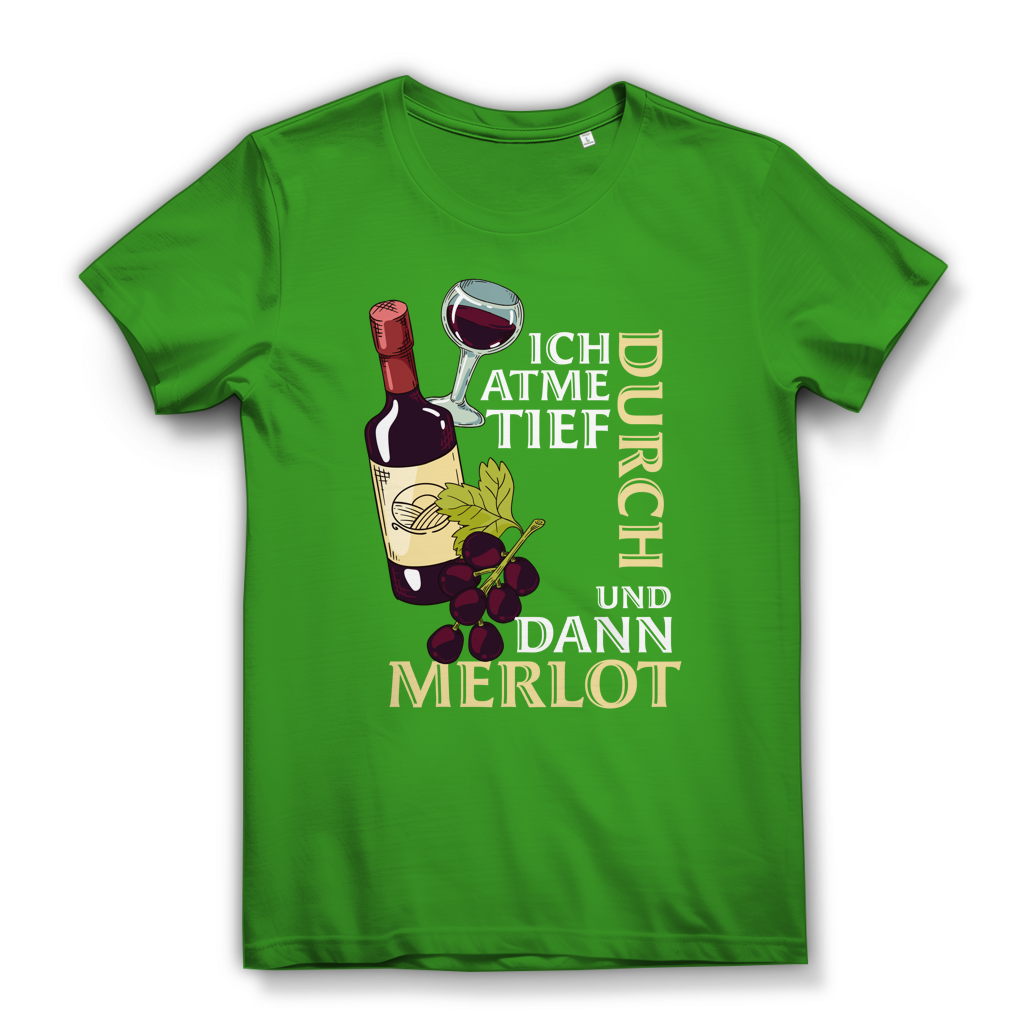Damen Premium Bio T-Shirt Ich atme tief durch. Und dann Merlot