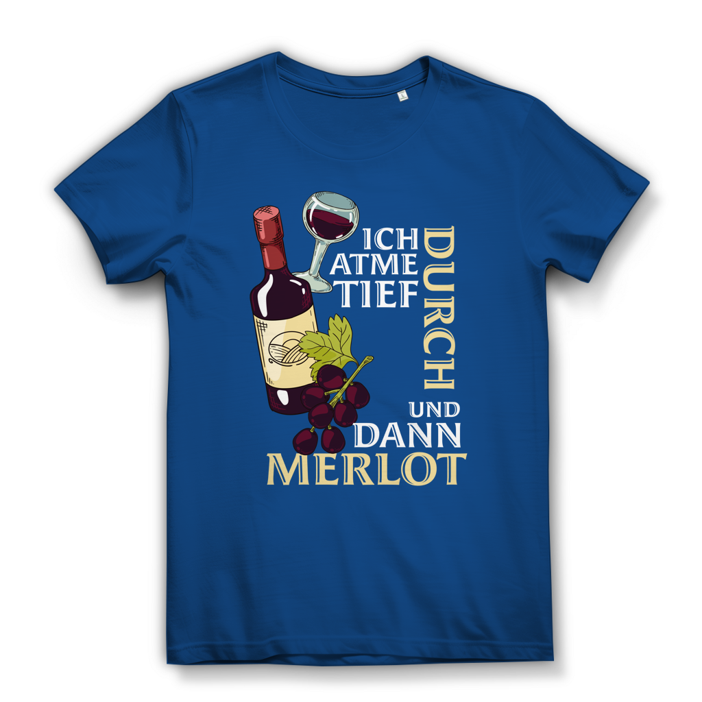Damen Premium Bio T-Shirt Ich atme tief durch. Und dann Merlot