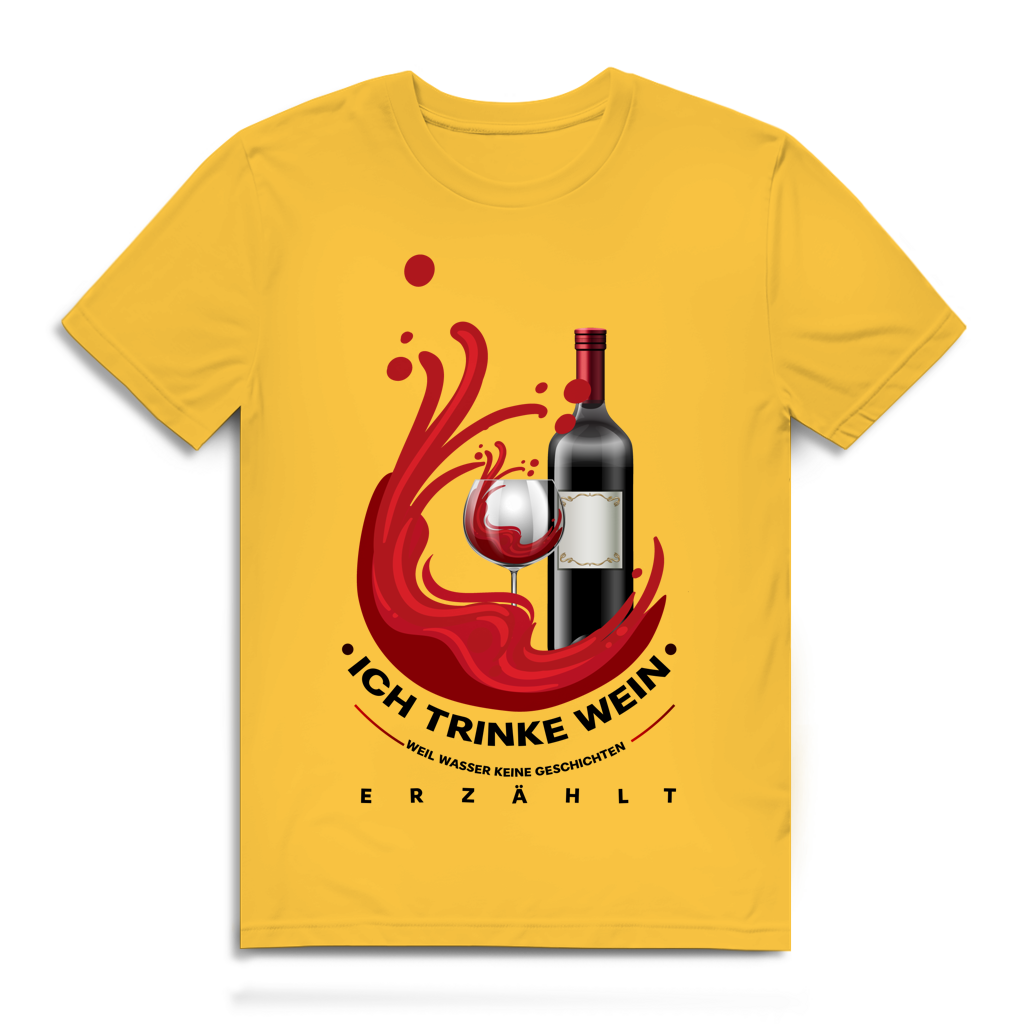 Herren Premium Bio T-Shirt Ich trinke Wein, weil Wasser keine Geschichten erzählt