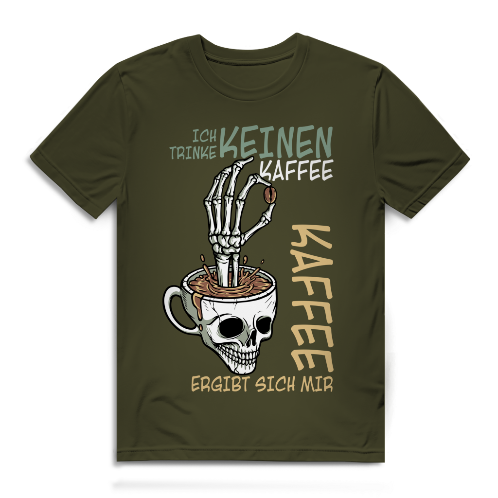 Herren Premium Bio T-Shirt „Ich trinke keinen Kaffee. Kaffee ergibt sich mir