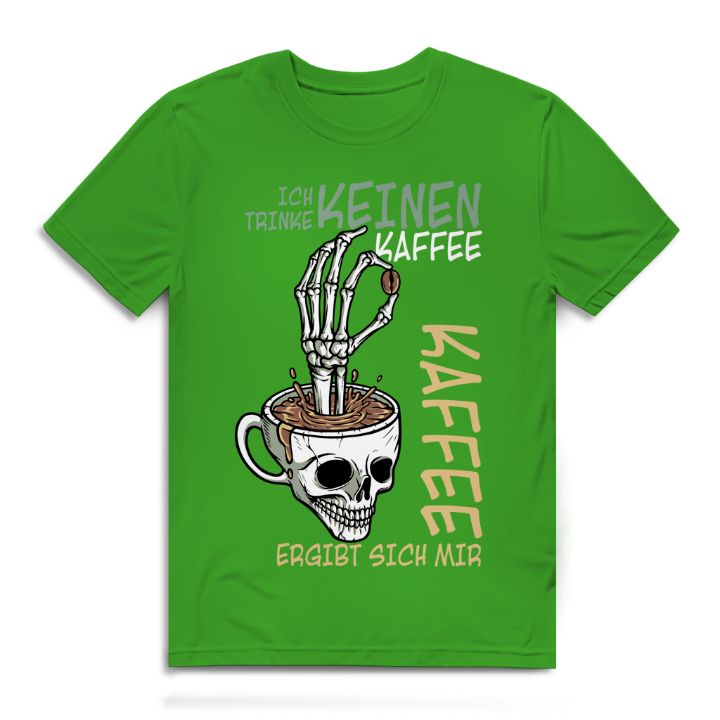 Herren Premium Bio T-Shirt „Ich trinke keinen Kaffee. Kaffee ergibt sich mir
