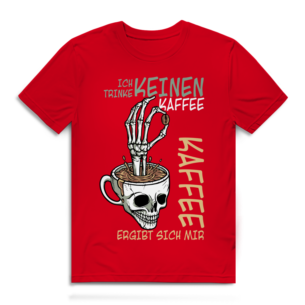Herren Premium Bio T-Shirt „Ich trinke keinen Kaffee. Kaffee ergibt sich mir
