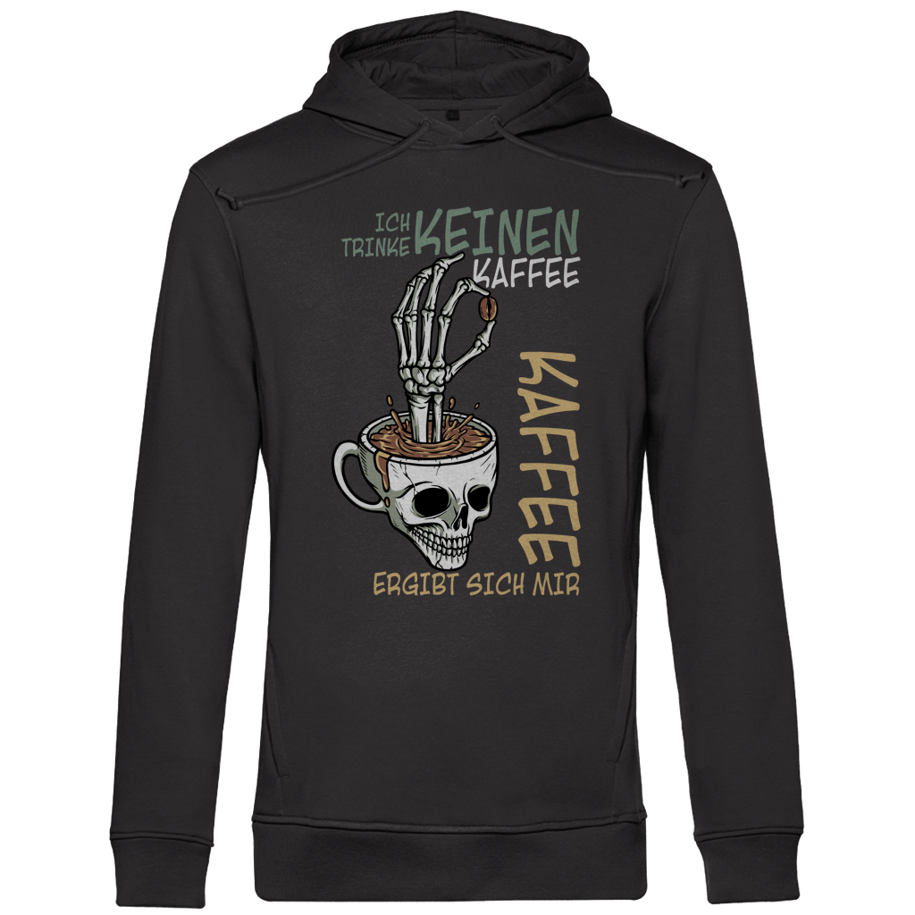 Herren Premium Bio Hoodie „Ich trinke keinen Kaffee. Kaffee ergibt sich mir