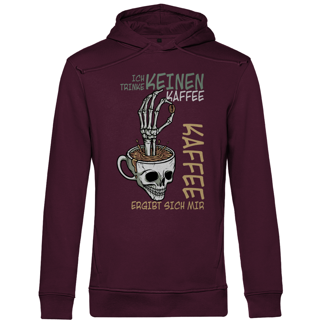 Herren Premium Bio Hoodie „Ich trinke keinen Kaffee. Kaffee ergibt sich mir
