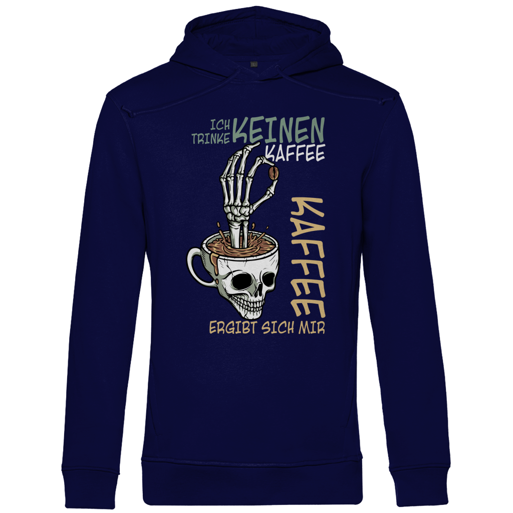 Herren Premium Bio Hoodie „Ich trinke keinen Kaffee. Kaffee ergibt sich mir
