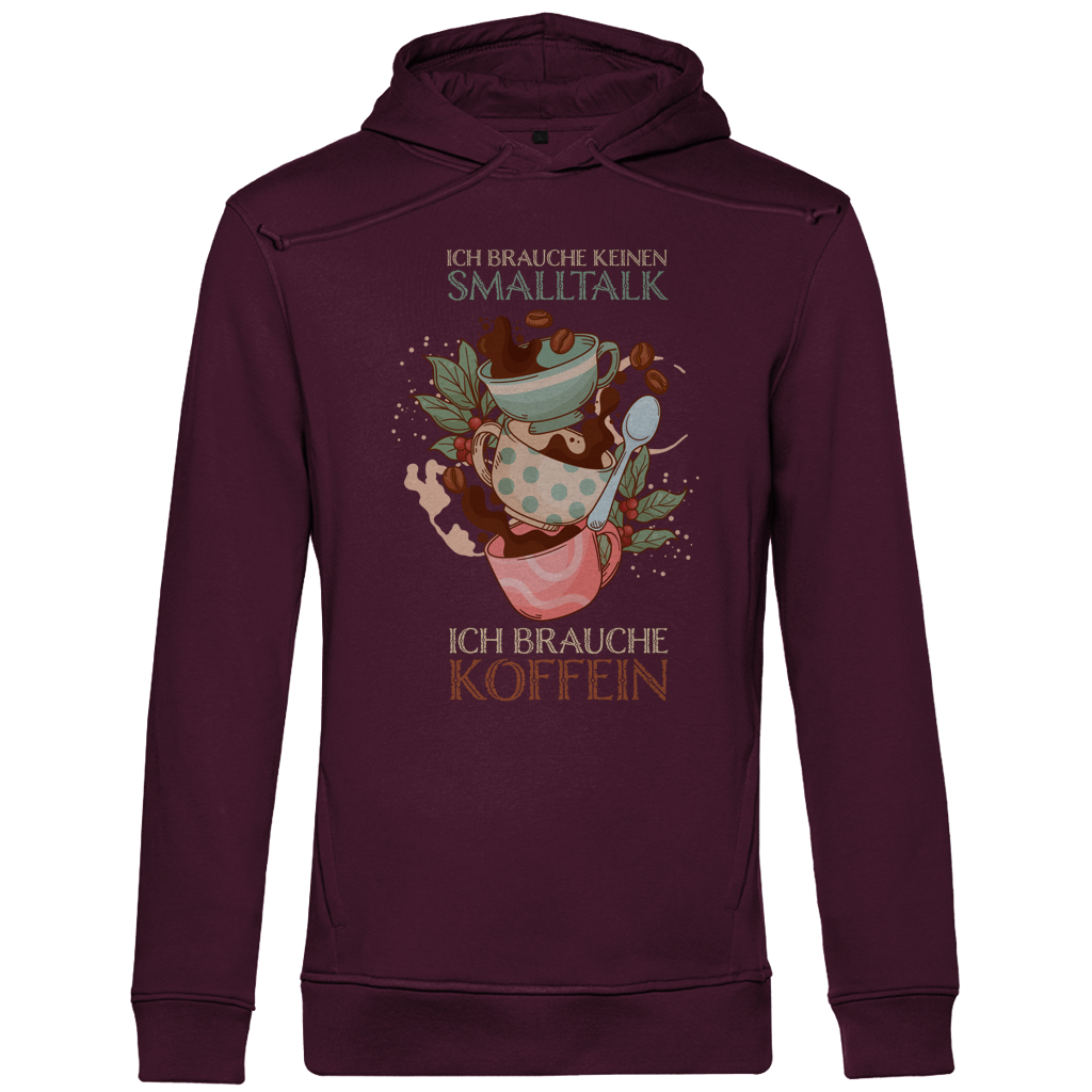 Herren Premium Bio Hoodie Ich brauche keinen Smalltalk. Ich brauche Koffein