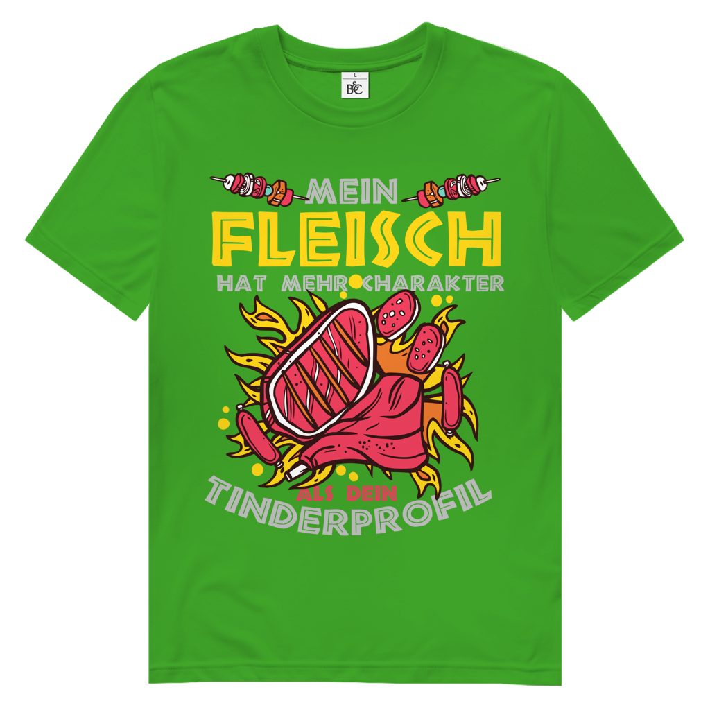 Herren Premium Bio T-Shirt Mein Fleisch hat mehr Charakter als dein Tinderprofil
