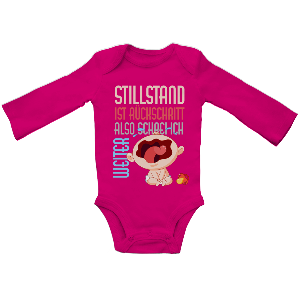 Baby Bio Bodysuite Langarm Stillstand ist Rückschritt. Also schrei ich weiter