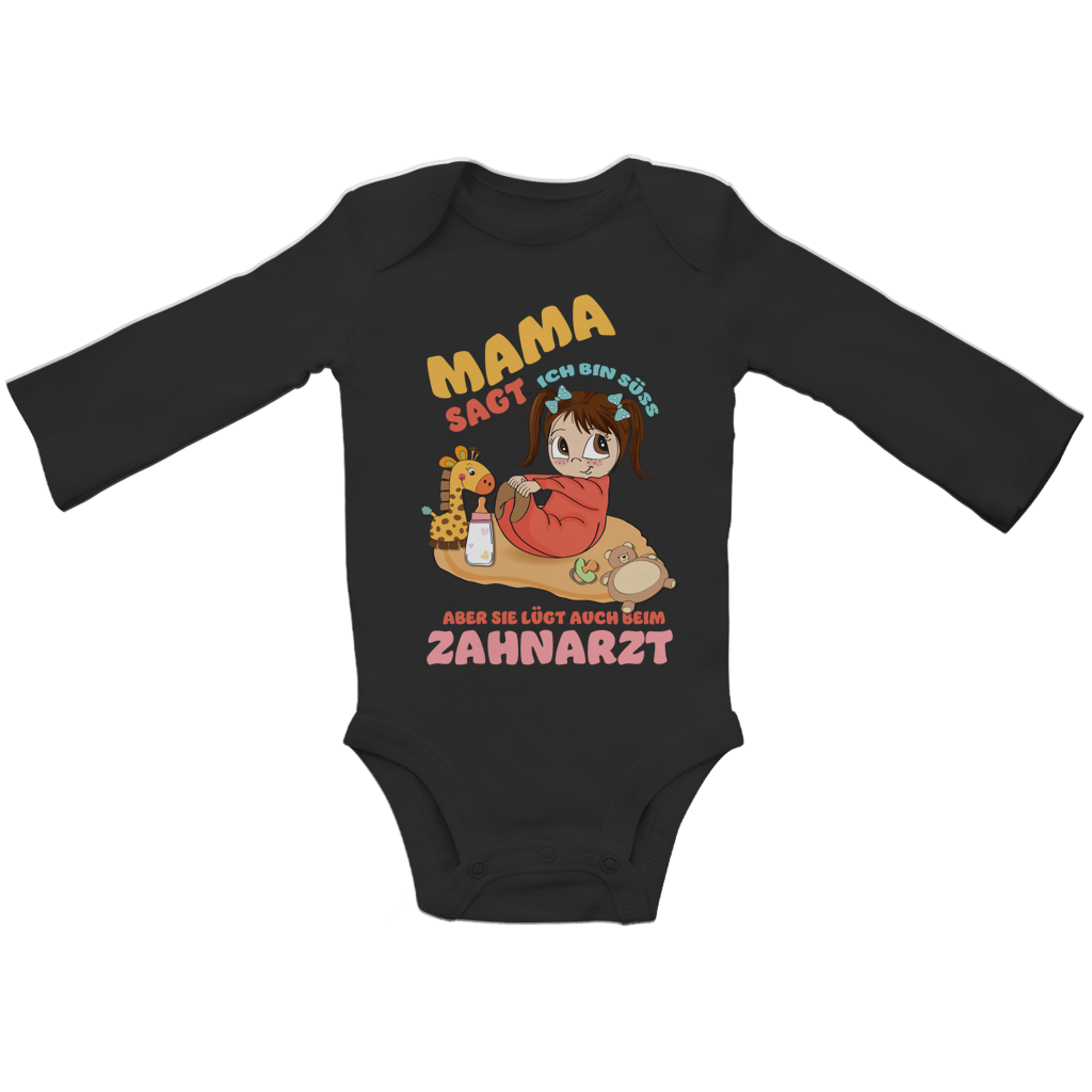 Baby Bio Bodysuite Langarm Mama sagt, ich bin süß. Aber sie lügt auch beim Zahnarzt