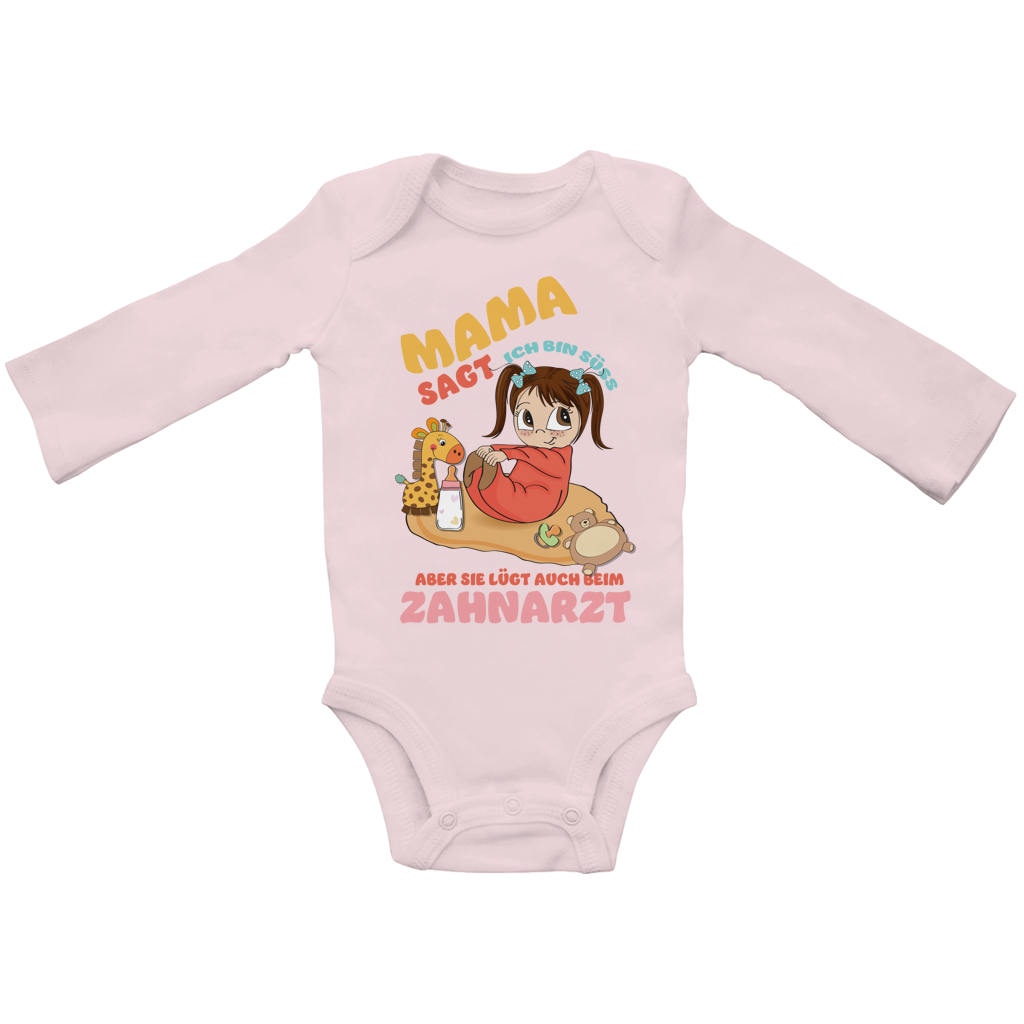 Baby Bio Bodysuite Langarm Mama sagt, ich bin süß. Aber sie lügt auch beim Zahnarzt