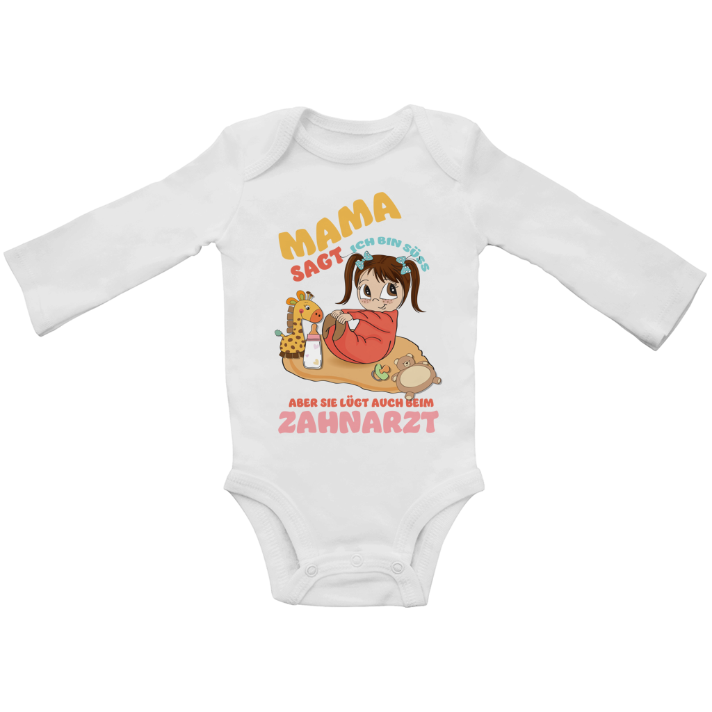 Baby Bio Bodysuite Langarm Mama sagt, ich bin süß. Aber sie lügt auch beim Zahnarzt