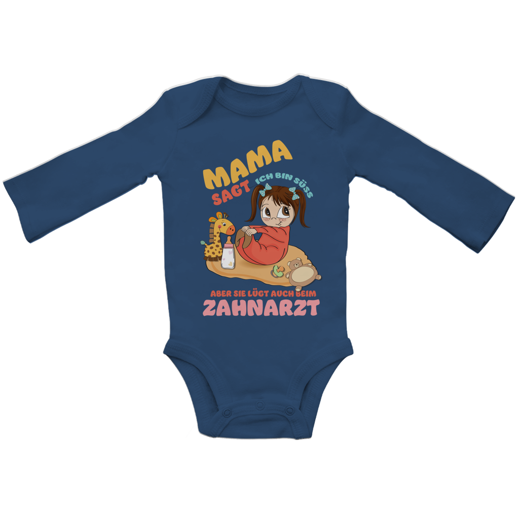 Baby Bio Bodysuite Langarm Mama sagt, ich bin süß. Aber sie lügt auch beim Zahnarzt