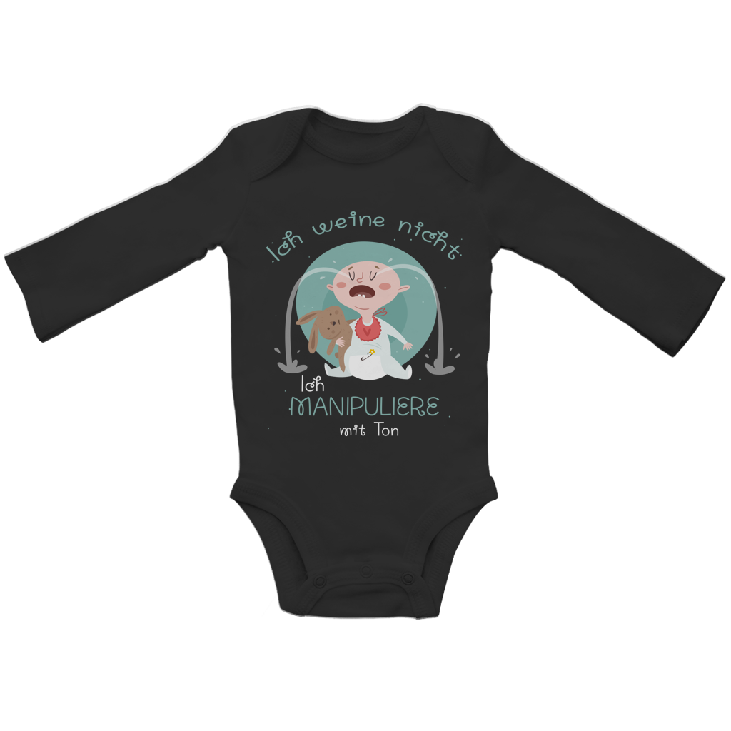 Baby Bio Bodysuite Langarm Ich weine nicht. Ich manipuliere mit Ton