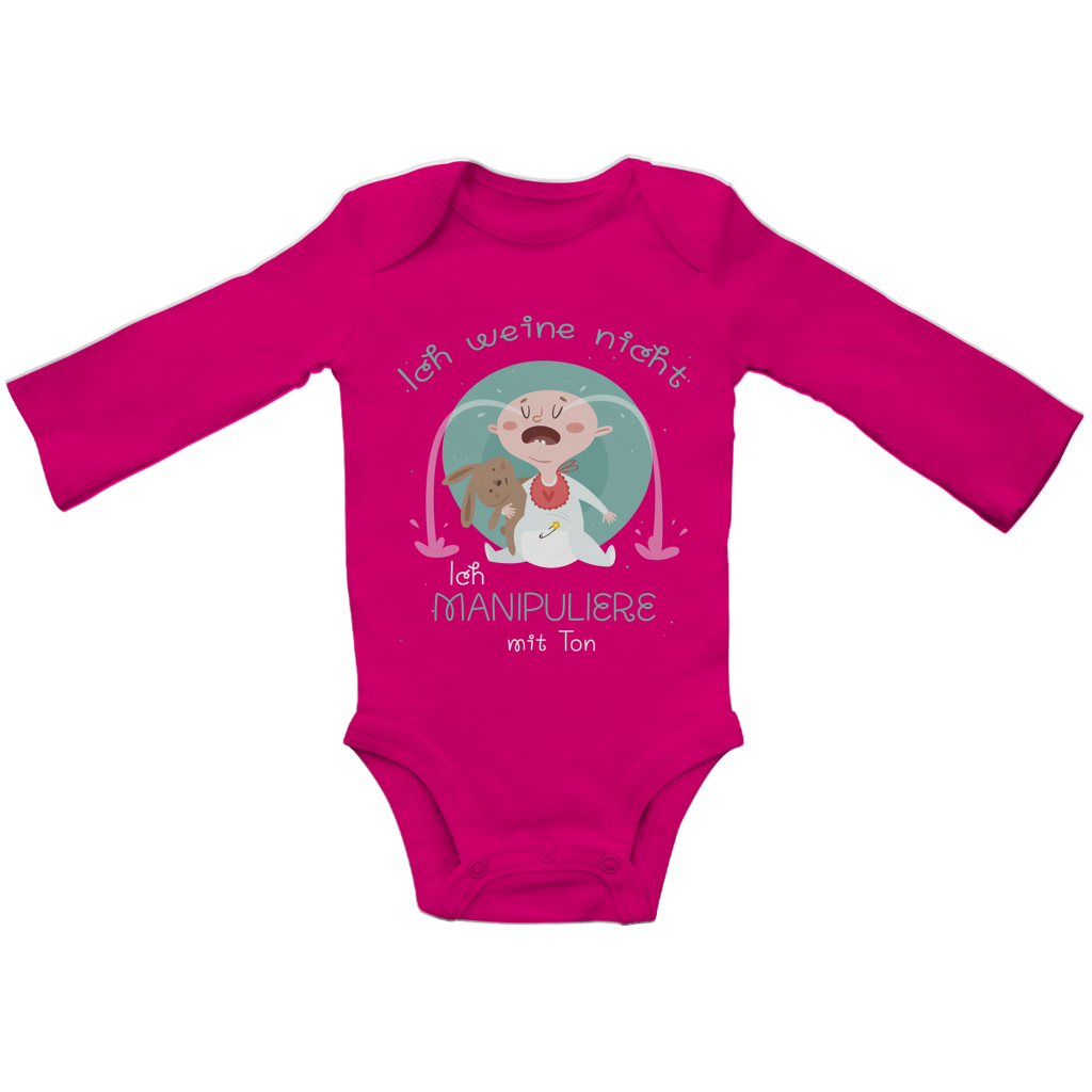 Baby Bio Bodysuite Langarm Ich weine nicht. Ich manipuliere mit Ton