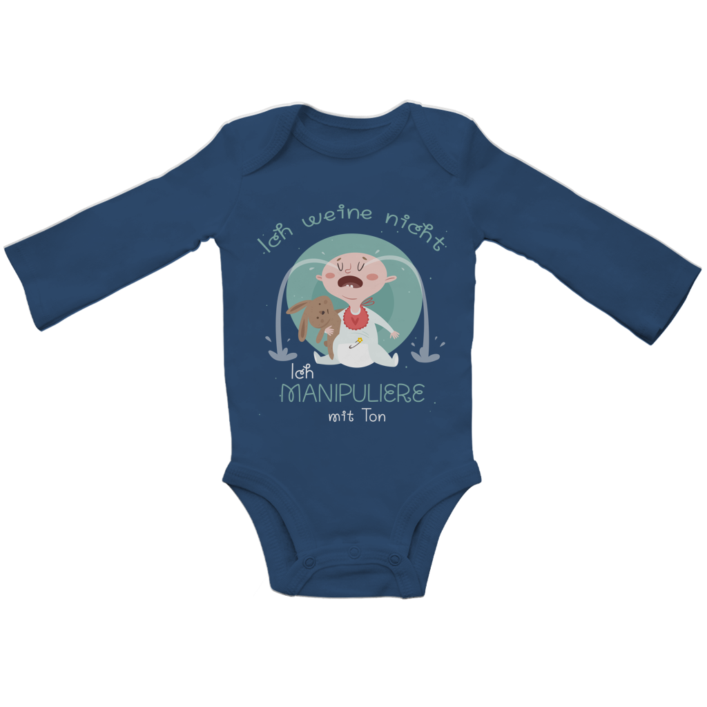Baby Bio Bodysuite Langarm Ich weine nicht. Ich manipuliere mit Ton