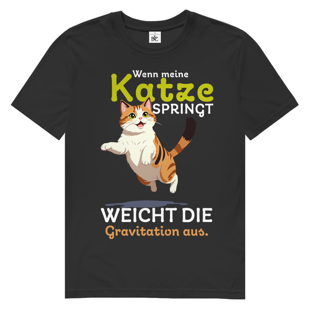 Herren Premium Bio T-Shirt Wenn meine Katze springt, weicht die Gravitation aus