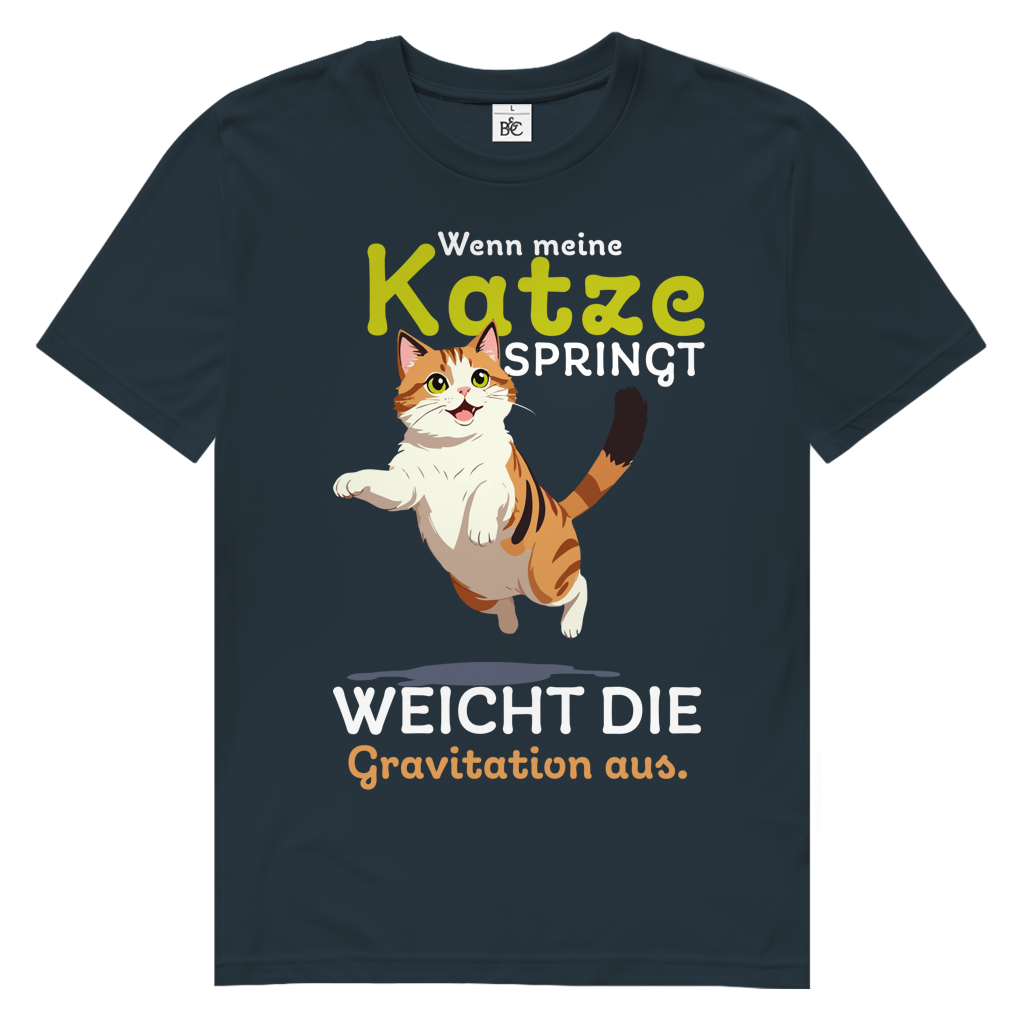 Herren Premium Bio T-Shirt Wenn meine Katze springt, weicht die Gravitation aus