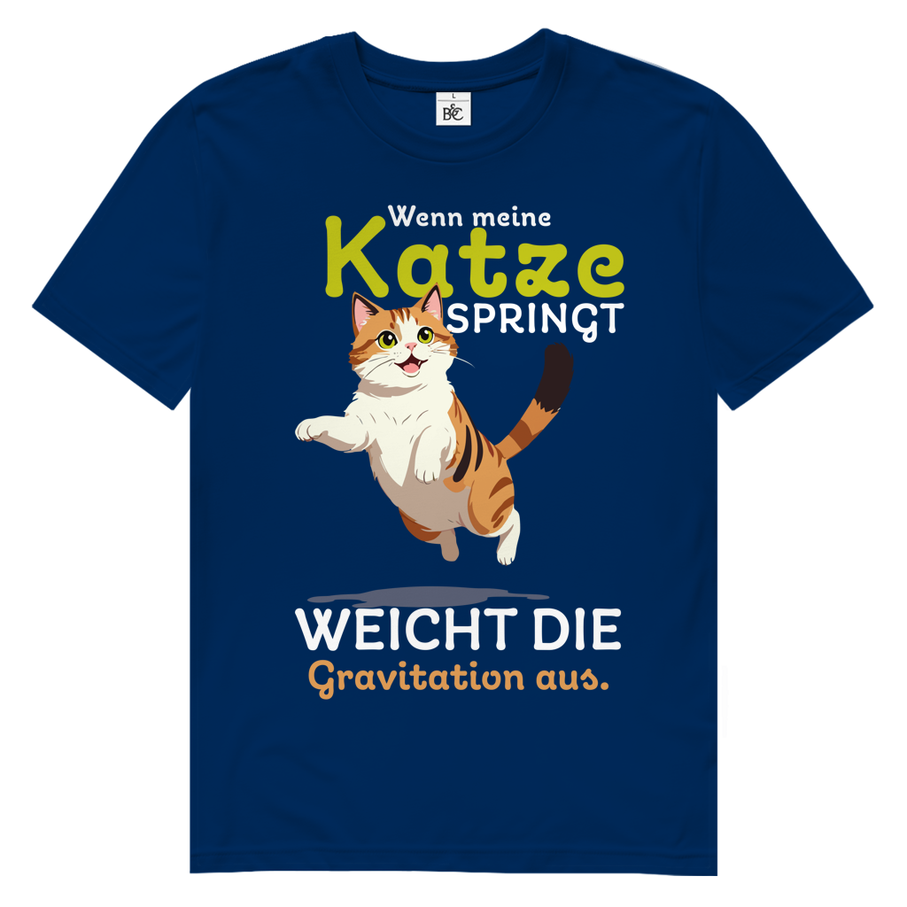 Herren Premium Bio T-Shirt Wenn meine Katze springt, weicht die Gravitation aus