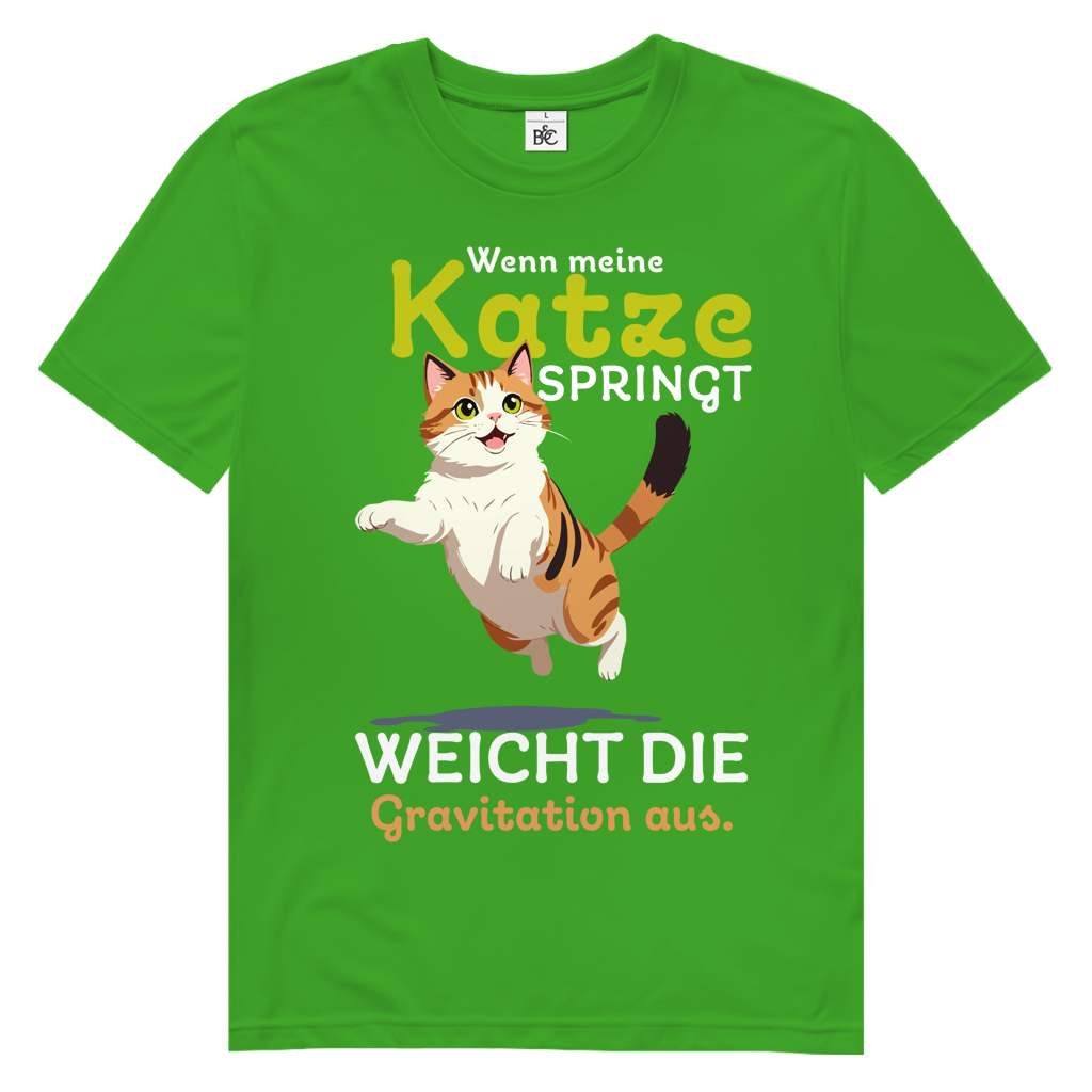 Herren Premium Bio T-Shirt Wenn meine Katze springt, weicht die Gravitation aus
